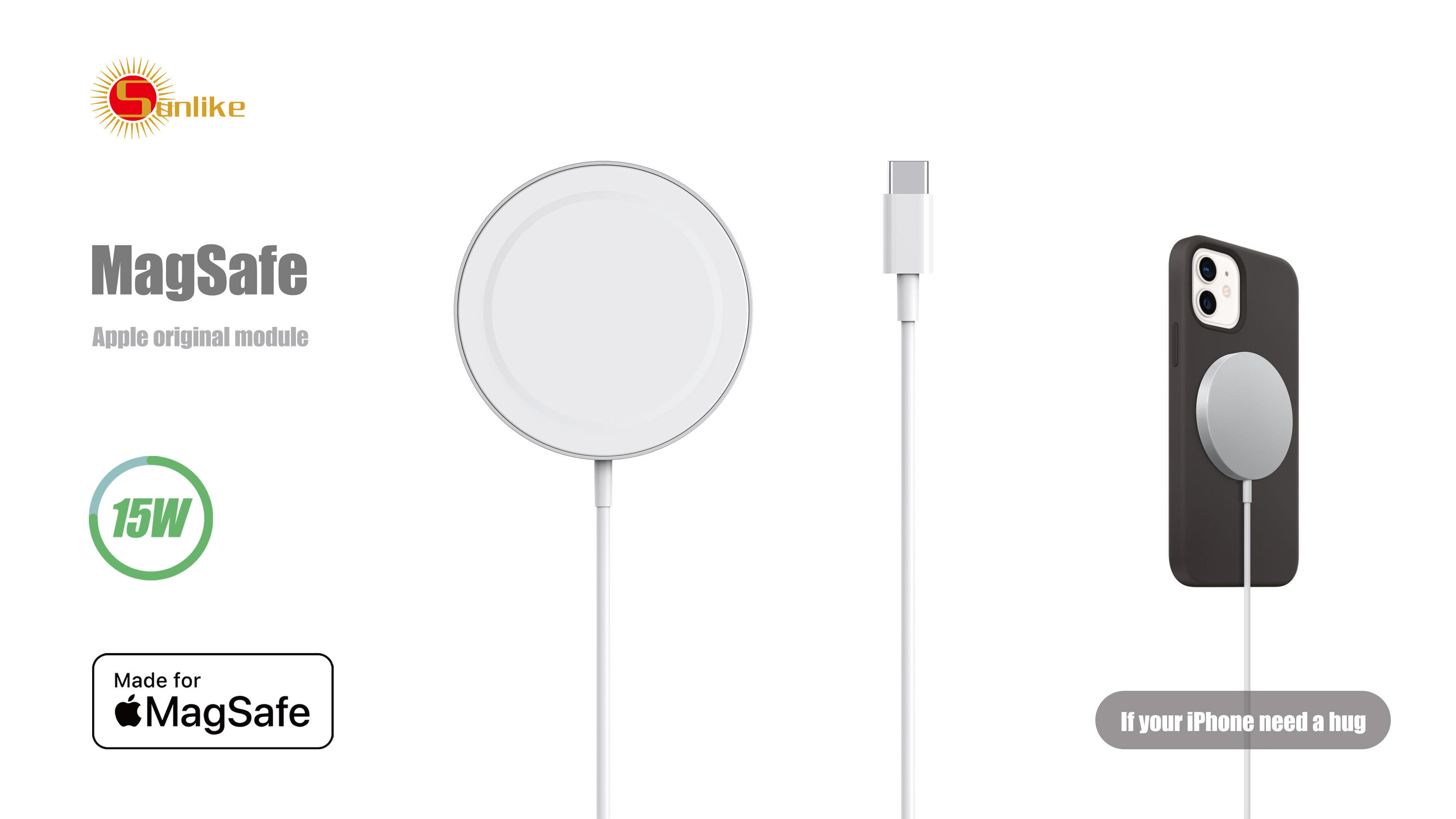 Apple Chargeur MagSafe【Apple MFi Certifié】15W Chargeur Induction iphone,  iPhone Rapide Chargeur Magnétique sans Fil Compatible avec iPhone 15/15