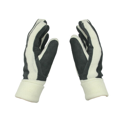 Warme, doppellagige, weiche Acryl-Strick-Winterhandschuhe mit Leder-Thinsulate-Fütterung