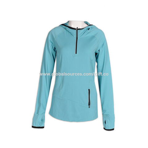 Sudadera con Capucha y Media Cremallera Azul para Mujer - Conjunto Deportivo Casual