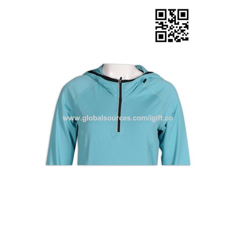 Sudadera con Capucha y Media Cremallera Azul para Mujer - Conjunto Deportivo Casual