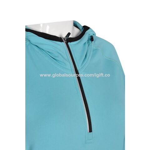 Sudadera con Capucha y Media Cremallera Azul para Mujer - Conjunto Deportivo Casual