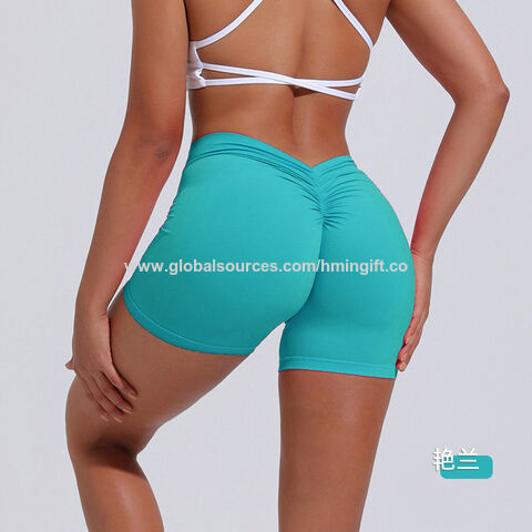 Honeycomb Texture Solid Color Scrunch Butt Sports Shorts In WHITE