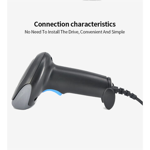 Lector de Código de Barras Inalámbrico Portátil USB para Supermercado BT 1D/2D QR, Escáner Láser de Códigos de Barras 1D 2D