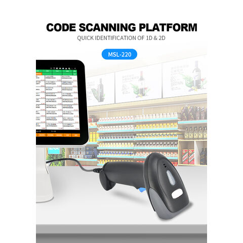 Lector de Código de Barras Inalámbrico Portátil USB para Supermercado BT 1D/2D QR, Escáner Láser de Códigos de Barras 1D 2D