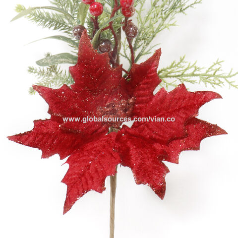 Buy Wholesale China Wholesale Christmas Picks Red Poinsettia Pick Decor  Christmas Floral Picks Artificial & Floral Picks at USD 1.2