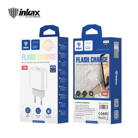 CHARGEUR INKAX CD 109 USB 20W + CABLE IPHONE RAPIDE