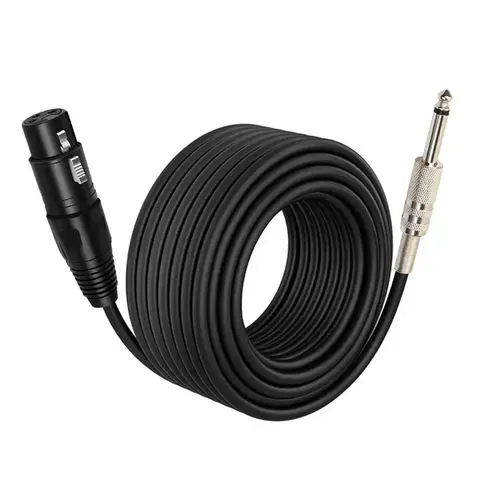 Cable audio micrófono mono jack 6.3mm M/M 5m