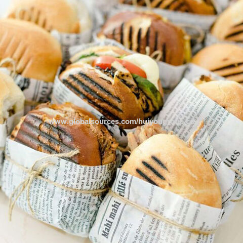 Compre Venta Al Por Mayor Personalizado Impreso Logotipo Y Tamaño Alimentos  Grado Seguro Hamburguesa Papel De Embalaje- y Papel Para Envolver  Hamburguesas de China por 9.92 USD