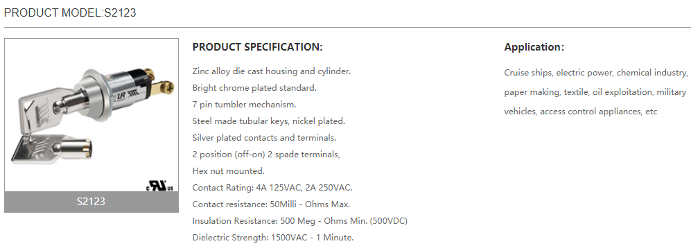 Buy Wholesale China High Quality Key Switch 2 Or 3 Position Lock For ...