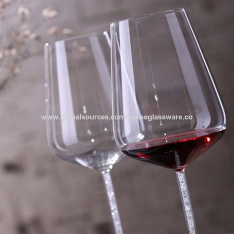 Red Wine Glass Set of 2 350 ml Orange Pink Goblet Retro Embossed
