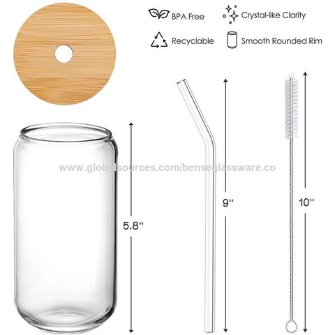 Buy Wholesale China Whole Sale Drinking 16 Oz Can Shaped Juice Glass  Beverage Cup With Bamboo Lids And Glass Straws High Borosilicate Factory &  Glass Cup at USD 0.99