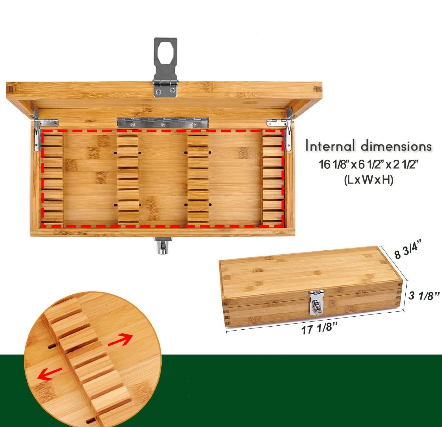 Secure Knife Box Bamboo Kitchen Knife Storage Box With Lock Drawer Knife Organizer Stash ...