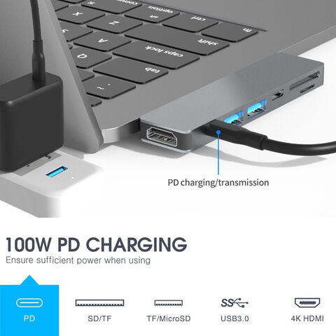 Thunderbolt 3 Typ-C USB 3.0 Hub + Kartenleser 4K@30Hz HDMI Adapter für 2019/2020 MacBook USB C Hub