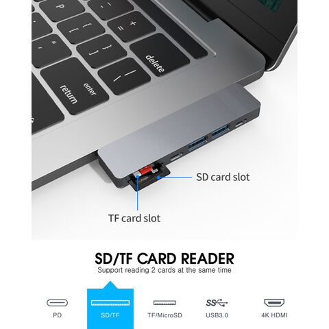 Thunderbolt 3 Typ-C USB 3.0 Hub + Kartenleser 4K@30Hz HDMI Adapter für 2019/2020 MacBook USB C Hub