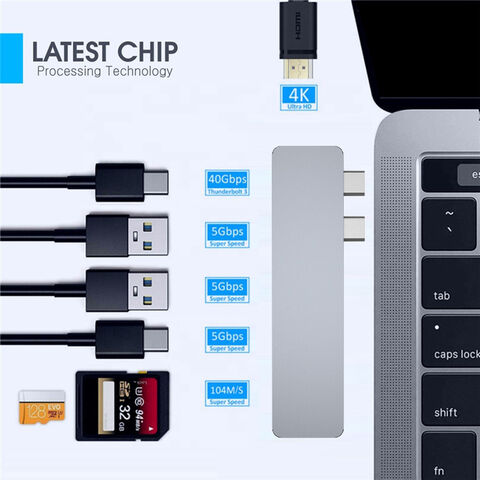 Thunderbolt 3 Typ-C USB 3.0 Hub + Kartenleser 4K@30Hz HDMI Adapter für 2019/2020 MacBook USB C Hub