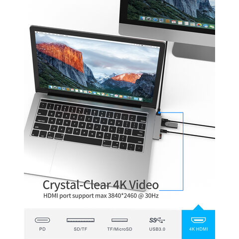 Thunderbolt 3 Typ-C USB 3.0 Hub + Kartenleser 4K@30Hz HDMI Adapter für 2019/2020 MacBook USB C Hub