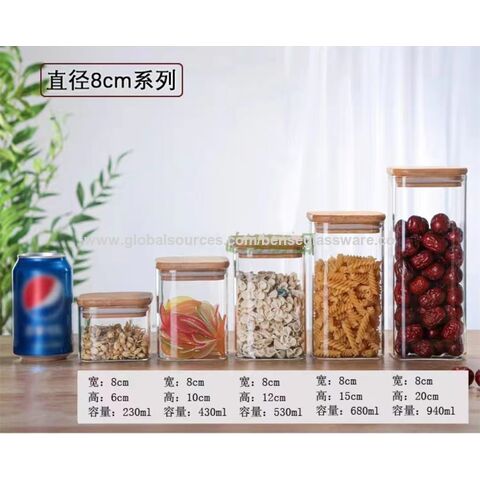 Unique Round Big 1100ml Kitchen Glass Seasoning Bottle Food Storage  Container Tank Jars with Wooden Acacia Lid - China Glass Jar and Glass  Storage Jar price