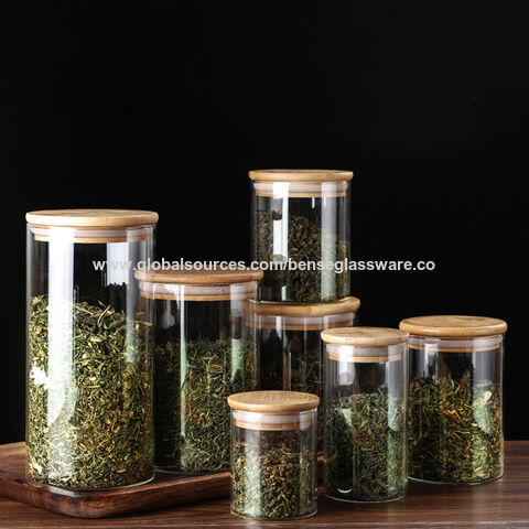 15Oz/450ML Clear Glass Storage Canister with Wooden Spoon