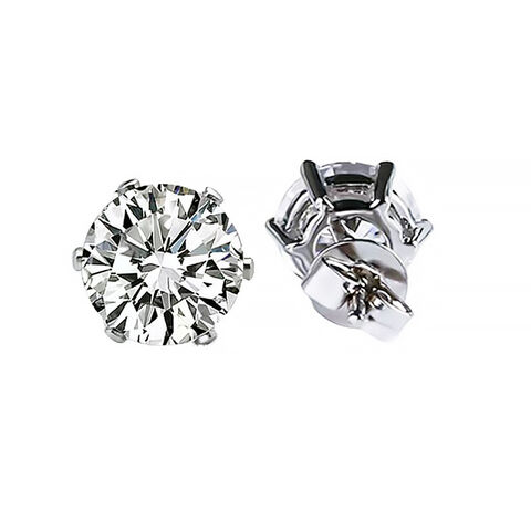 Boucles d'oreilles en acier inoxydable avec zircon serti 6 griffes pour homme et femme