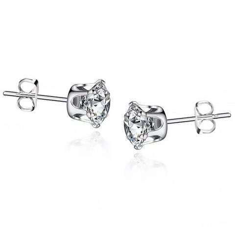 Boucles d'oreilles en acier inoxydable avec zircon serti 6 griffes pour homme et femme