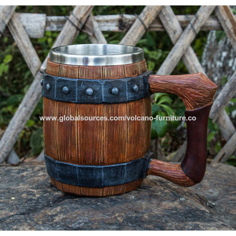 Wood Mug Tankard Beer Mug Drinking Cup Tea Cups Large for Men Women Gift