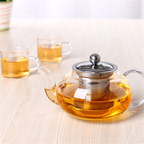 Borosilicate Glass Teapot with Tea Strainer Hand Blowing Loose Leaf Tea Clear Tea Kettle Tea Pot Stovetop 800ml, Size: Multi