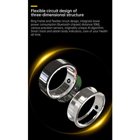 Bague Connectée de Santé Tendance Étanche 5ATM avec Surveillance de la Fréquence Cardiaque, de l'Oxygène Sanguin, du Sommeil et de la Température Corporelle
