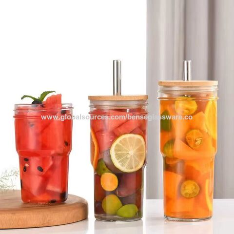 Buy Wholesale China Whole Sale Drinking 16 Oz Can Shaped Juice Glass  Beverage Cup With Bamboo Lids And Glass Straws High Borosilicate Factory &  Glass Cup at USD 0.99