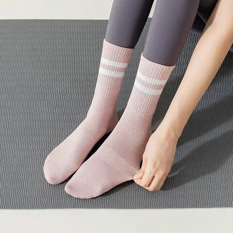 Calcetines de algodón de Yoga para mujer, medias antideslizantes