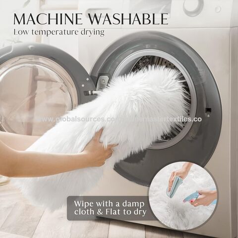 Machine Washable Faux Fur Nursery Round Rug