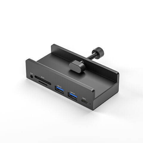 Concentrador USB 3.0 de 7 puertos en 1 con montaje, alimentación y datos de alta velocidad, adaptador de corriente de 5V/2A y cable USB tipo A a tipo A