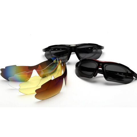 Unisex Sport Sonnenbrille mit austauschbaren Gläsern und Überbrille für optische Gläser