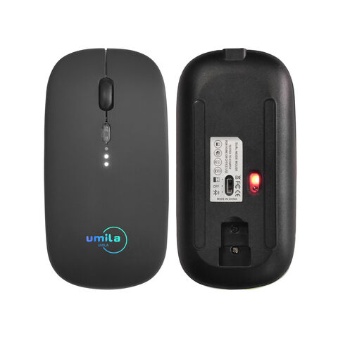Wireless Bluetooth Mouse, Rechargeable LED Dual Mode Mouse (Bluetooth 5.2  and USB Receiver) Portable Silent Mouse,for Laptop/Desktop/Tablet(Black)