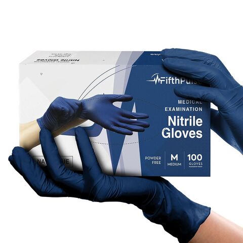 Guantes de nitrilo desechables sin polvo - Paquete de 100 - Guantes de  examen médico