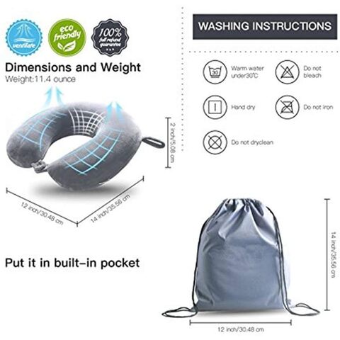 Almohada Inflable De Viaje Con Bolsa Portatil Para Dormir Cabeza Resto  Cuello US