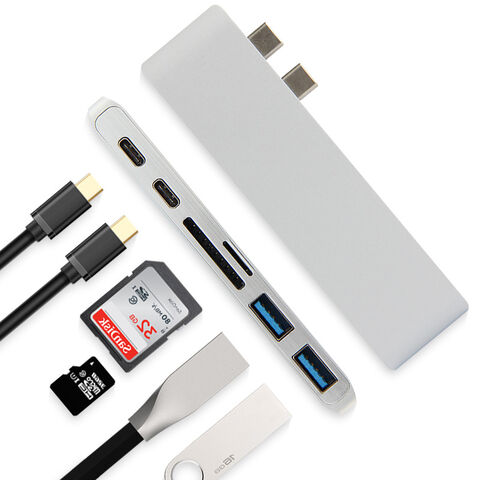 Adaptateur USB C vers HDTV, TF/SD, USB3.0/C, PD pour MacBook Pro
