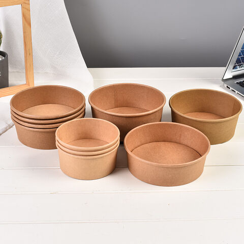 12oz 400ml Single Pe Coating Kraft Paper Salad Bowl With Lid , Eco Friendly