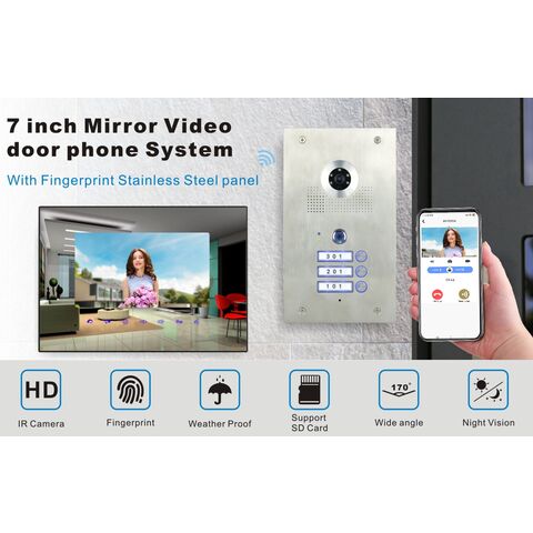 7 Inch Wifi Intercom System Video Door Phone Intercom System White light  Night Vision Doorbell Camera phone App Remote Unlock