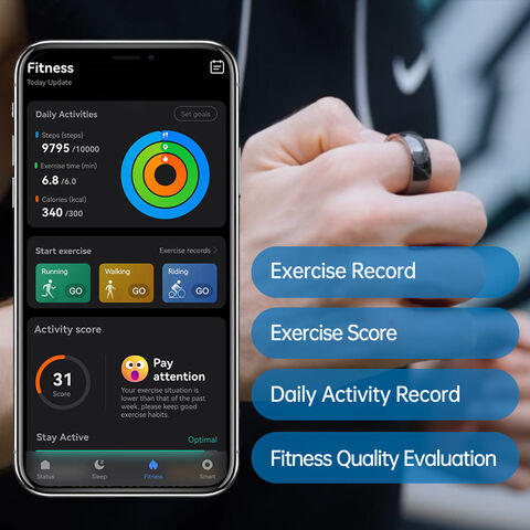 Anillo Inteligente Bluetooth al por Mayor con Monitorización 24/7 de Oxígeno en Sangre y Frecuencia Cardíaca, Anillo Inteligente de Salud y Fitness