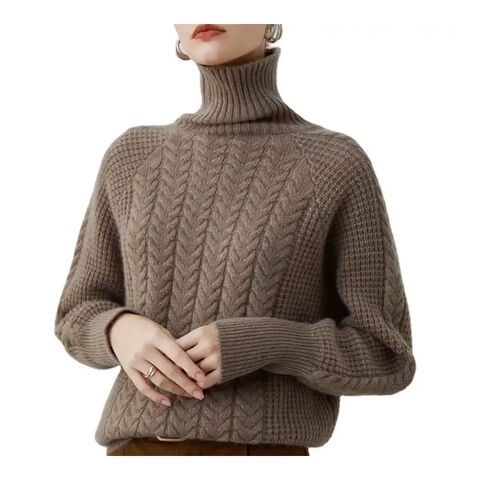 Suéter de cuello alto de mujer de invierno suave Jersey de manga