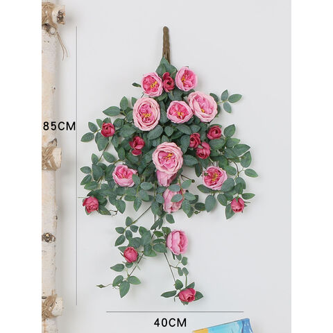 Guirnalda artificial de flores, 1 unidad, flores artificiales de seda,  flores de rosas de vid, plantas falsas, hojas, rosas colgantes de ratán para