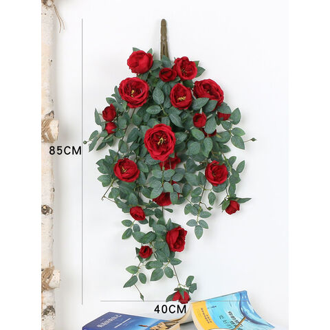 Guirnalda artificial de flores, 1 unidad, flores artificiales de seda,  flores de rosas de vid, plantas falsas, hojas, rosas colgantes de ratán para