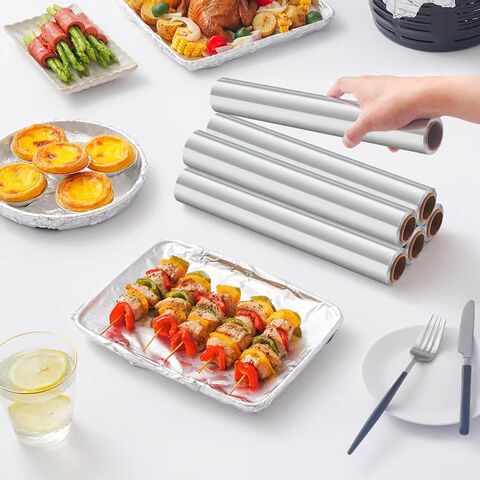 Rollo de Papel de Aluminio de Grado Alimenticio, Resistente, Antiadherente, para Cocina, Papel de Aluminio