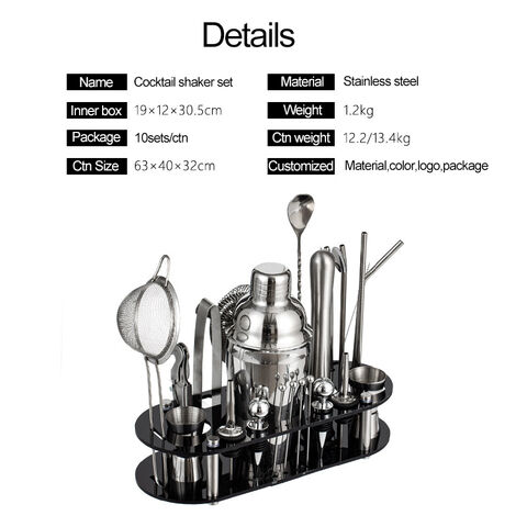  Mixology - Kit de barman de 16 piezas con soporte, juego de bar  de 25 onzas, juego de coctelera profesional de acero inoxidable para el  hogar, bar, fiesta : Hogar y Cocina