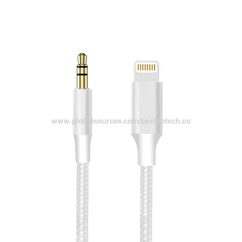 Câble audio Bluetooth à 90 degrés, femelle 3,5 mm vers mâle Lightning, 0,9 m/1,8 m/3 m, adaptateur tressé en nylon haute résistance