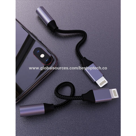 Câble audio Bluetooth à 90 degrés, femelle 3,5 mm vers mâle Lightning, 0,9 m/1,8 m/3 m, adaptateur tressé en nylon haute résistance