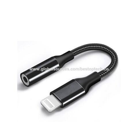 Câble audio Bluetooth à 90 degrés, femelle 3,5 mm vers mâle Lightning, 0,9 m/1,8 m/3 m, adaptateur tressé en nylon haute résistance