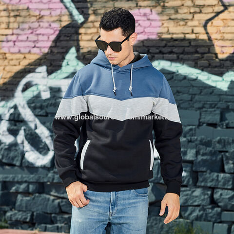 OEM Cotton Print Cut Raw Hem Edge Hoodie Patchwork Pant Men