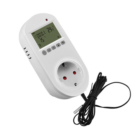 Thermostat à Écran LCD, Contrôleur de Température à Prise, Chauffage Électrique, Prise Intelligente, Compatible Amazon Alexa Google