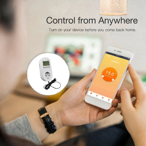 Thermostat à Écran LCD, Contrôleur de Température à Prise, Chauffage Électrique, Prise Intelligente, Compatible Amazon Alexa Google